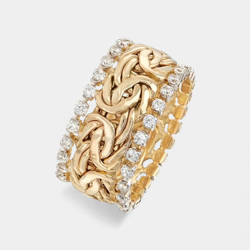 Virelle | Vintage Gold Braided Zirconia Ring