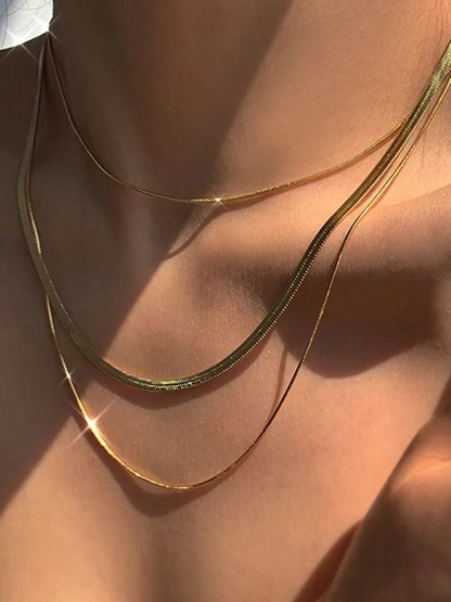 Ashley 3-Layer Snake Chain Necklace Gold