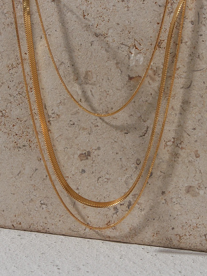 Ashley 3-Layer Snake Chain Necklace Gold