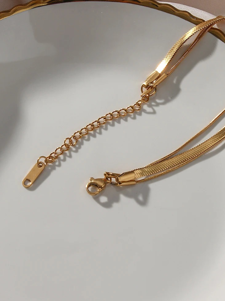 Ashley 3-Layer Snake Chain Necklace Gold