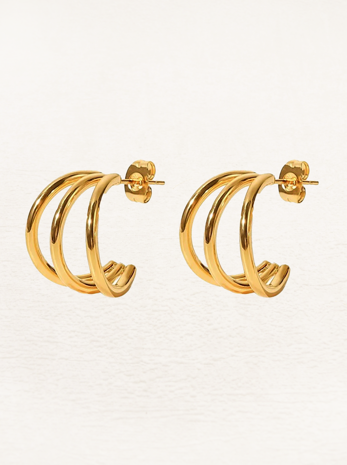 Billie 3-Layer Earrings Gold