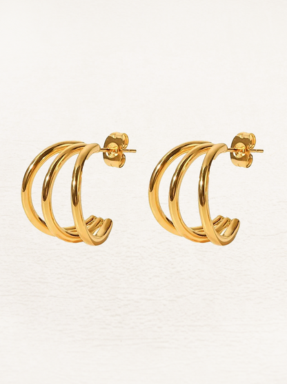 Billie 3-Layer Earrings Gold