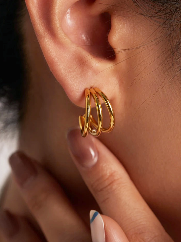 Billie 3-Layer Earrings Gold