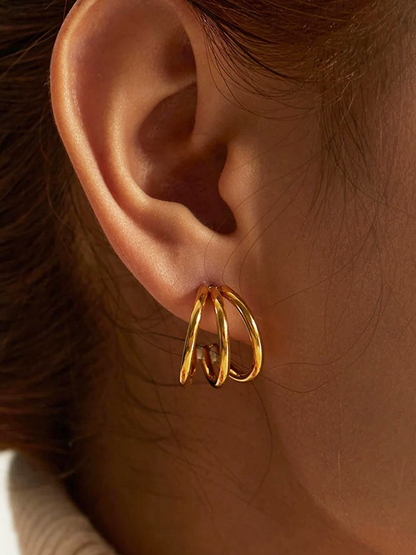 Billie 3-Layer Earrings Gold