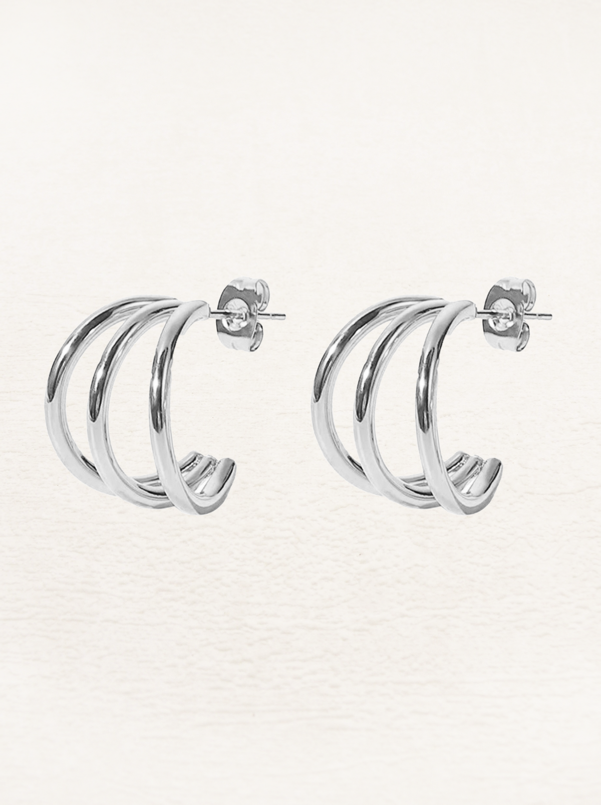 Billie 3-Layer Earrings Silver