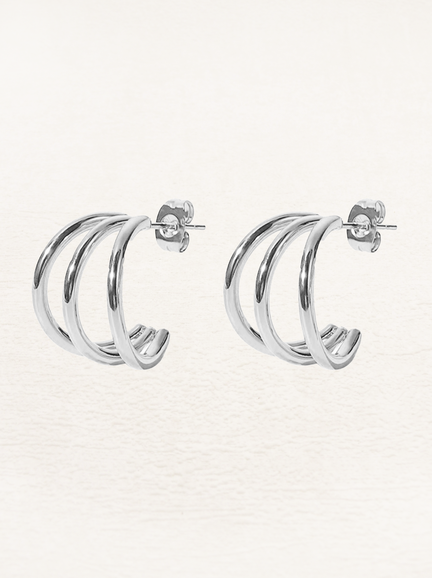 Billie 3-Layer Earrings Silver