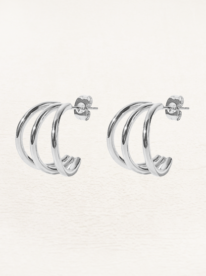 Billie 3-Layer Earrings Silver