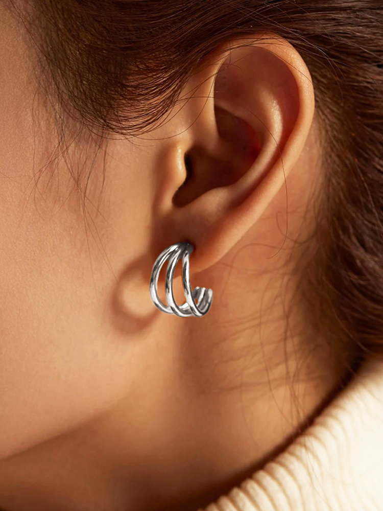 Billie 3-Layer Earrings Silver