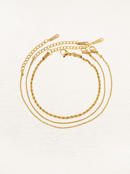 Carolina 3-Layer Bracelets Set Gold