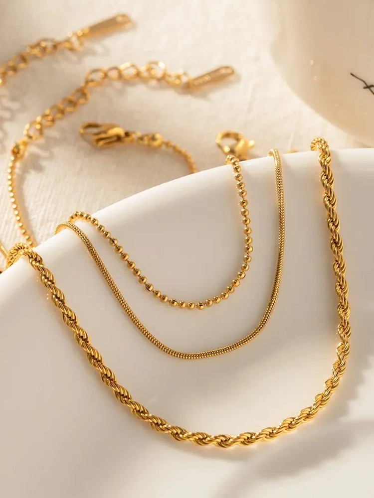 Carolina 3-Layer Bracelets Set Gold