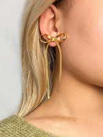 Cate Lange Snake Chain Bow Earrings Gold