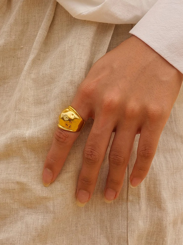 Dasha Chunky Statement Ring Adjustable Gold