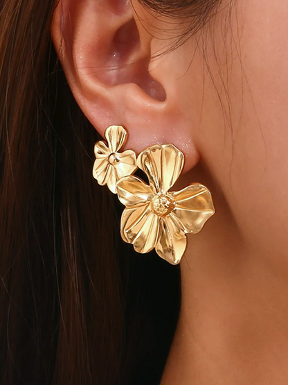 Diane Flower Blossom Flowers Earrings Small Gold