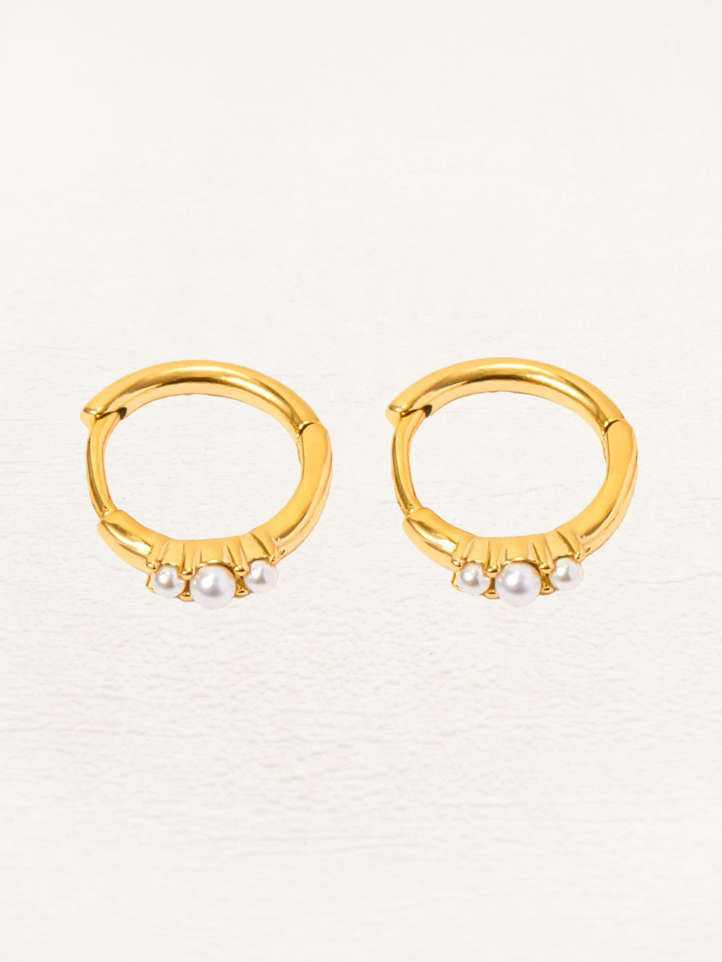 Virelle | Golden Huggie Hoops with Pearls - Set of 2 Earrings