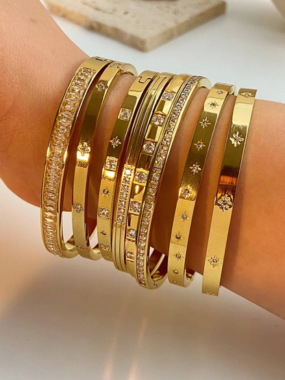 Katja Zirconia Star Bangle Gold