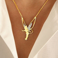 Happy Fairy Necklace of Sterling Silver and Gold