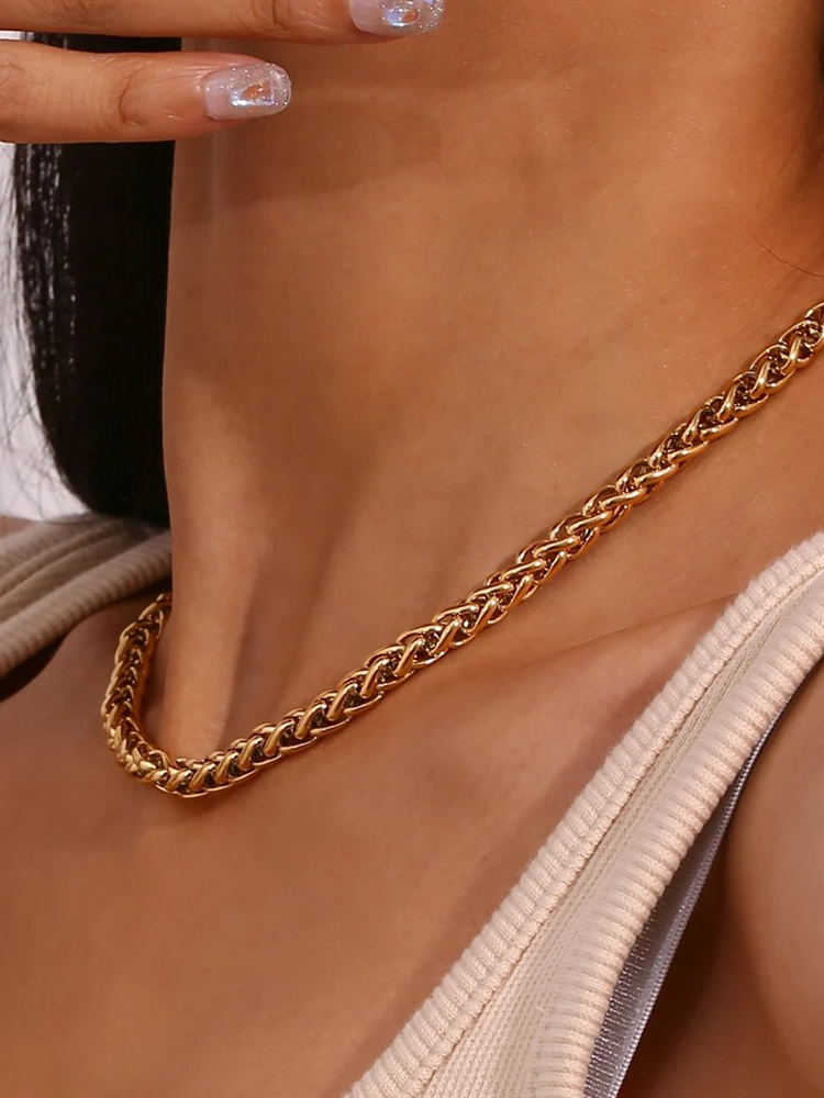 Poppy Braided Chunky Chain Necklace Gold