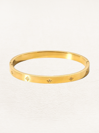 Isadora Zirconia Star Bangle Gold