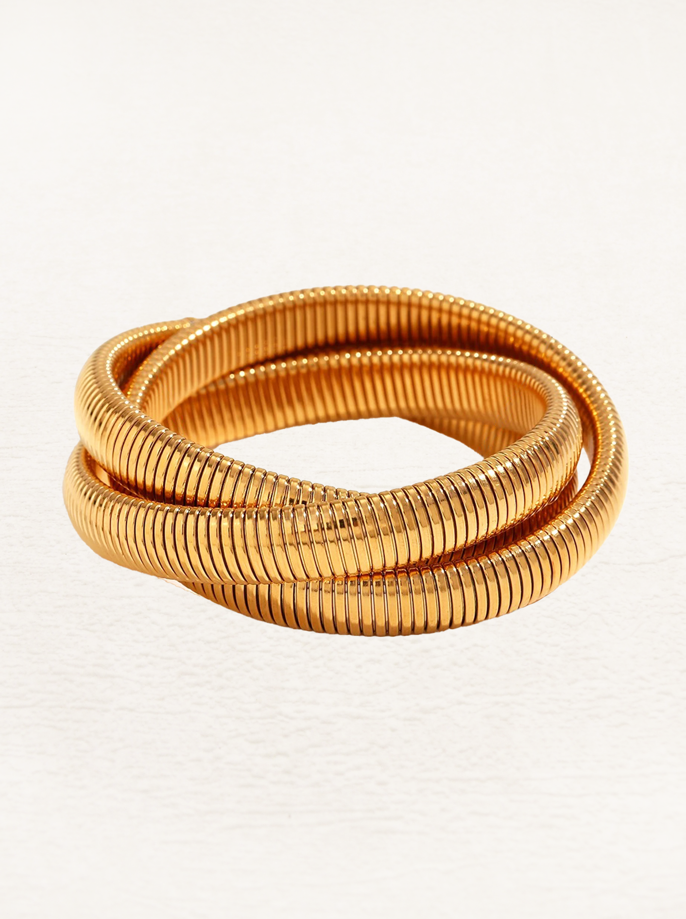 Jolijn Wide Snake Bracelet 3 Layers Gold
