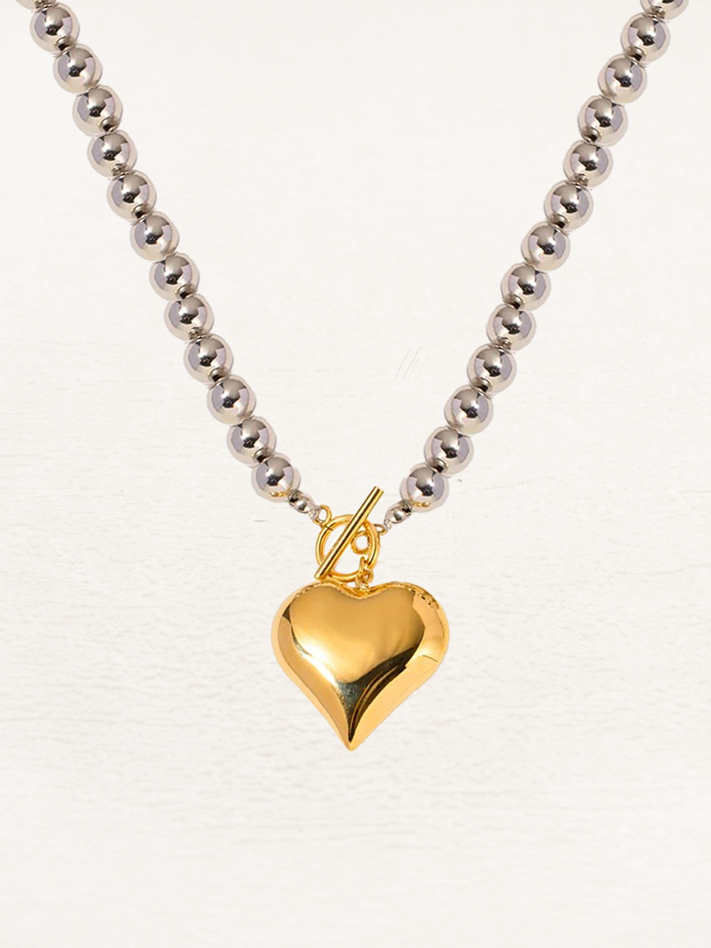 Joyce Chunky Heart Necklace Gold-Silver
