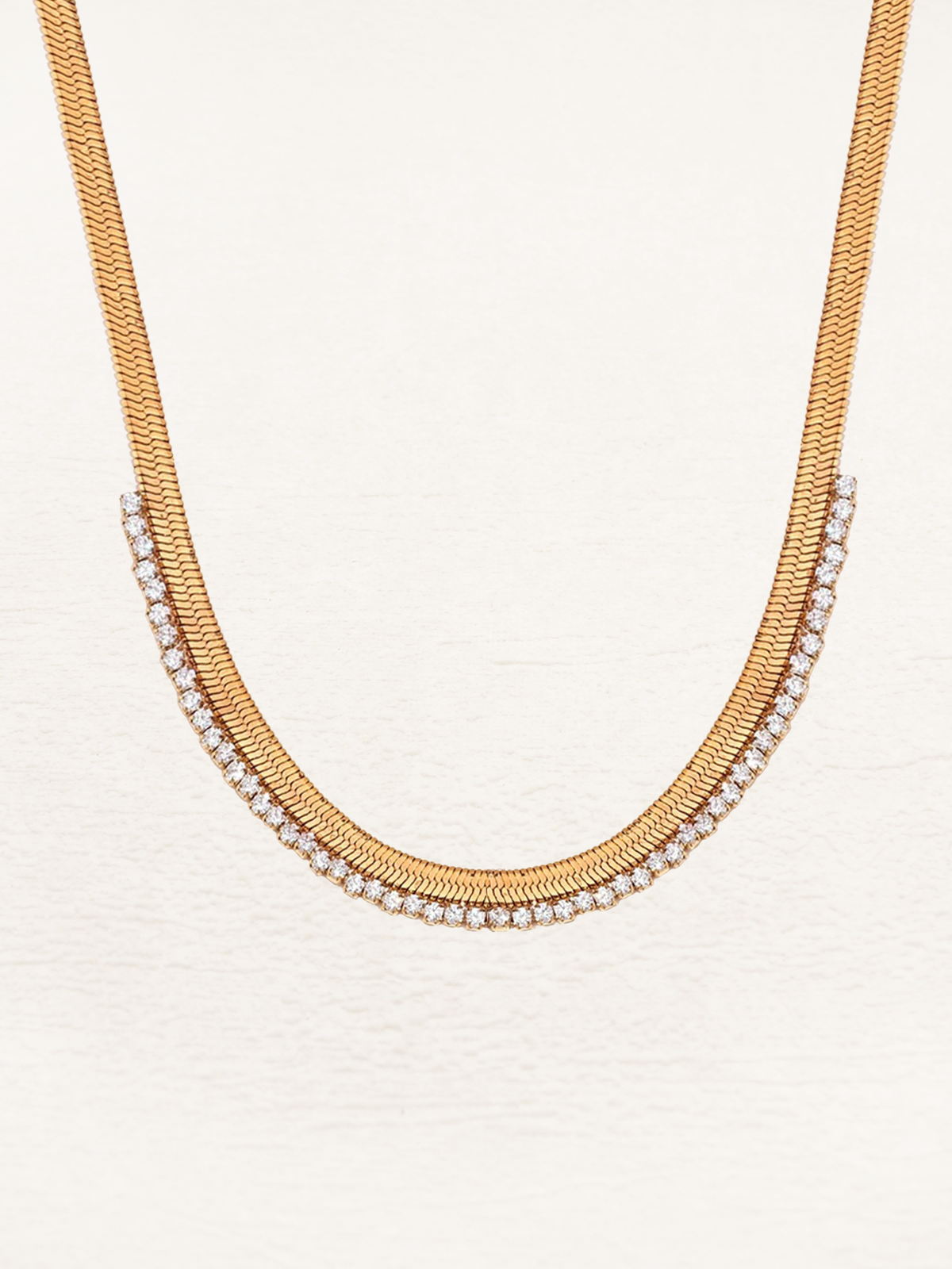 Leontien Zirconia Snake Chain Necklace Gold