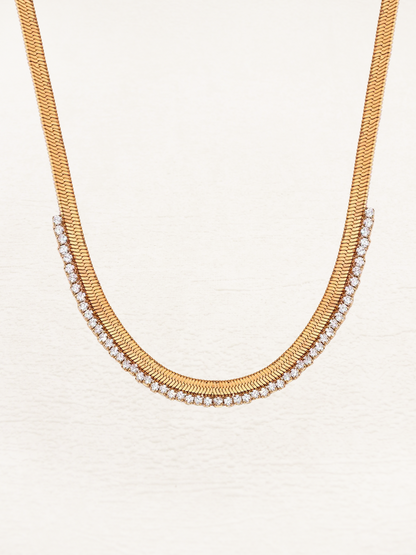 Leontien Zirconia Snake Chain Necklace Gold
