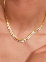 Leontien Zirconia Snake Chain Necklace Gold