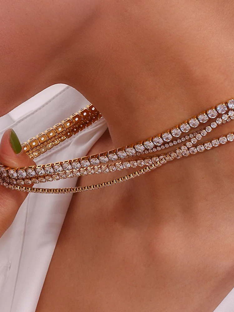 Linnea Tennis Necklace With Stone Gold