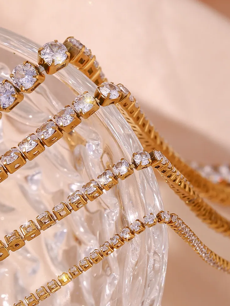 Linnea Tennis Necklace With Stone Gold