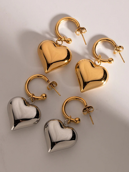 Liza Hanging Heart Earrings Gold