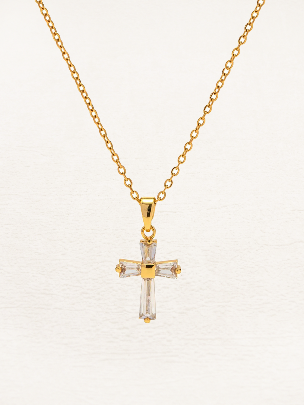 May Zirconia Cross Necklace Gold
