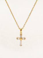 May Zirconia Cross Necklace Gold