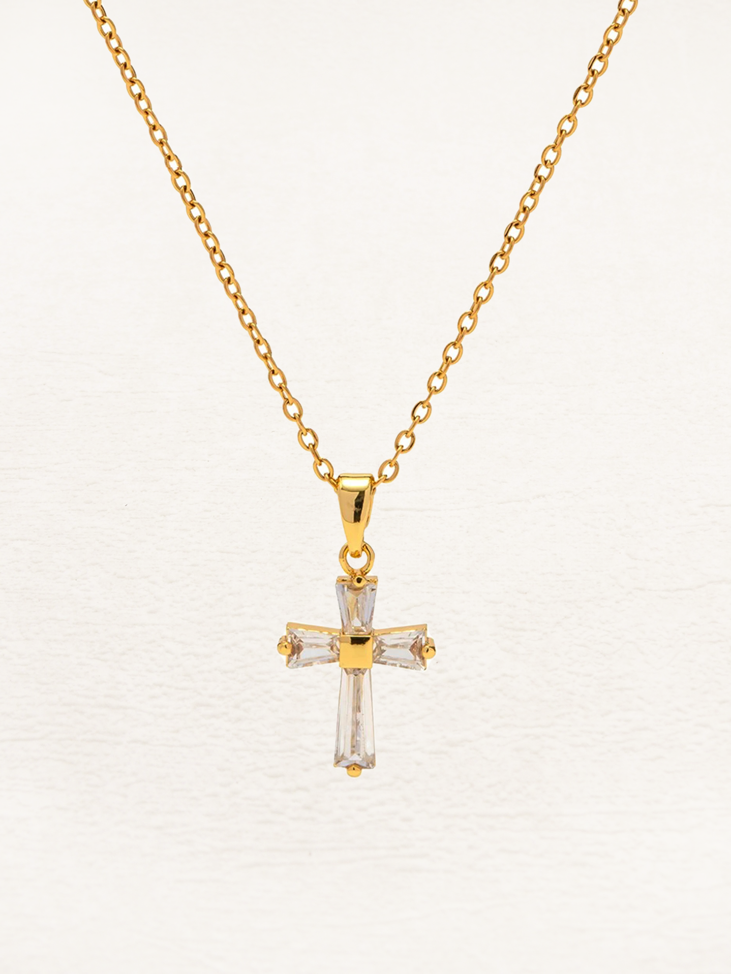 May Zirconia Cross Necklace Gold