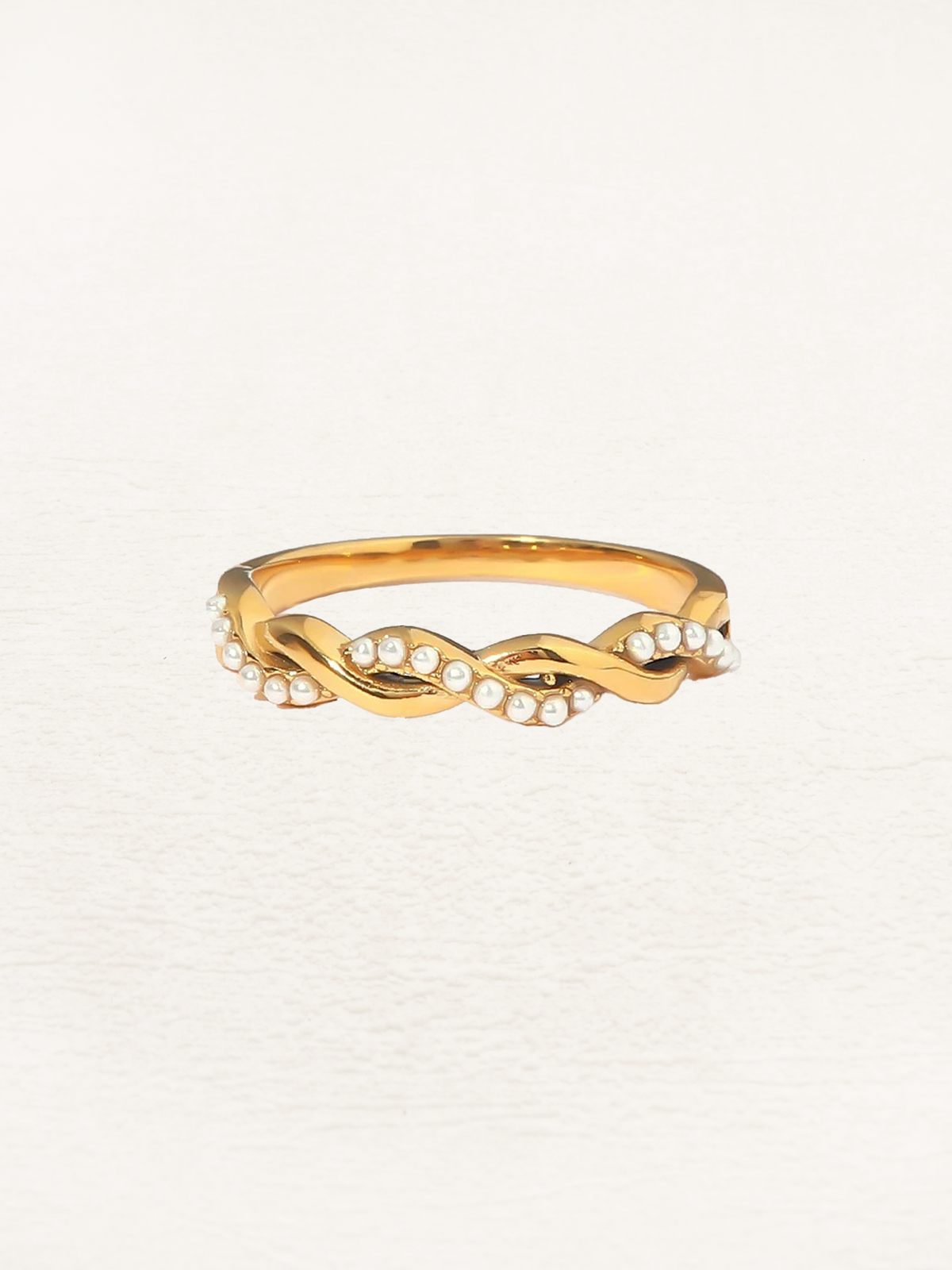 Melanie Braided Pearl Ring Gold