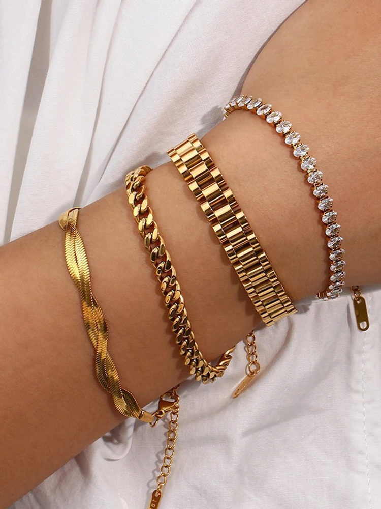 Norah Tennis Armband Oval Gold