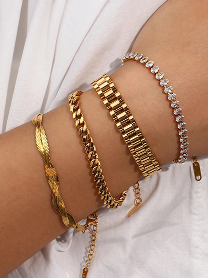 Norah Tennis Armband Oval Gold