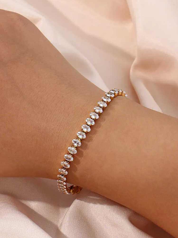 Norah Tennis Armband Oval Gold