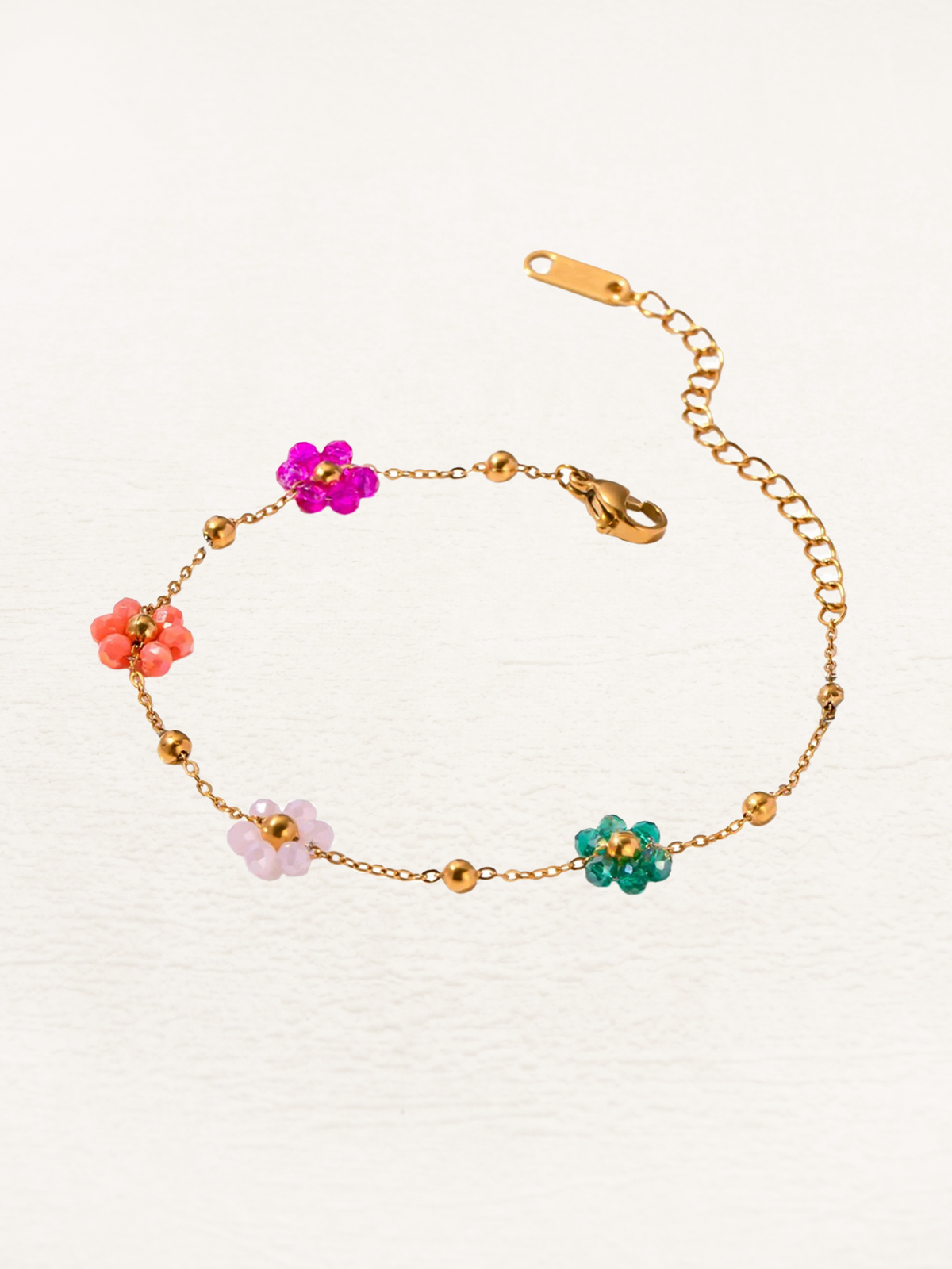 Roseline Colored Flowers Bracelet Gold
