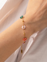 Roseline Colored Flowers Bracelet Gold