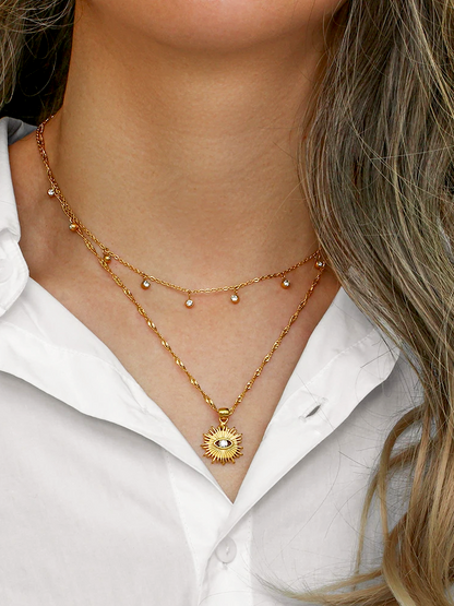 Sarah Zirconia Drop Necklace Gold