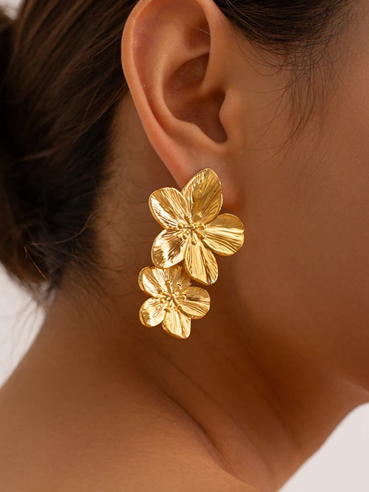 Shannon Flower Blossom Earrings Gold