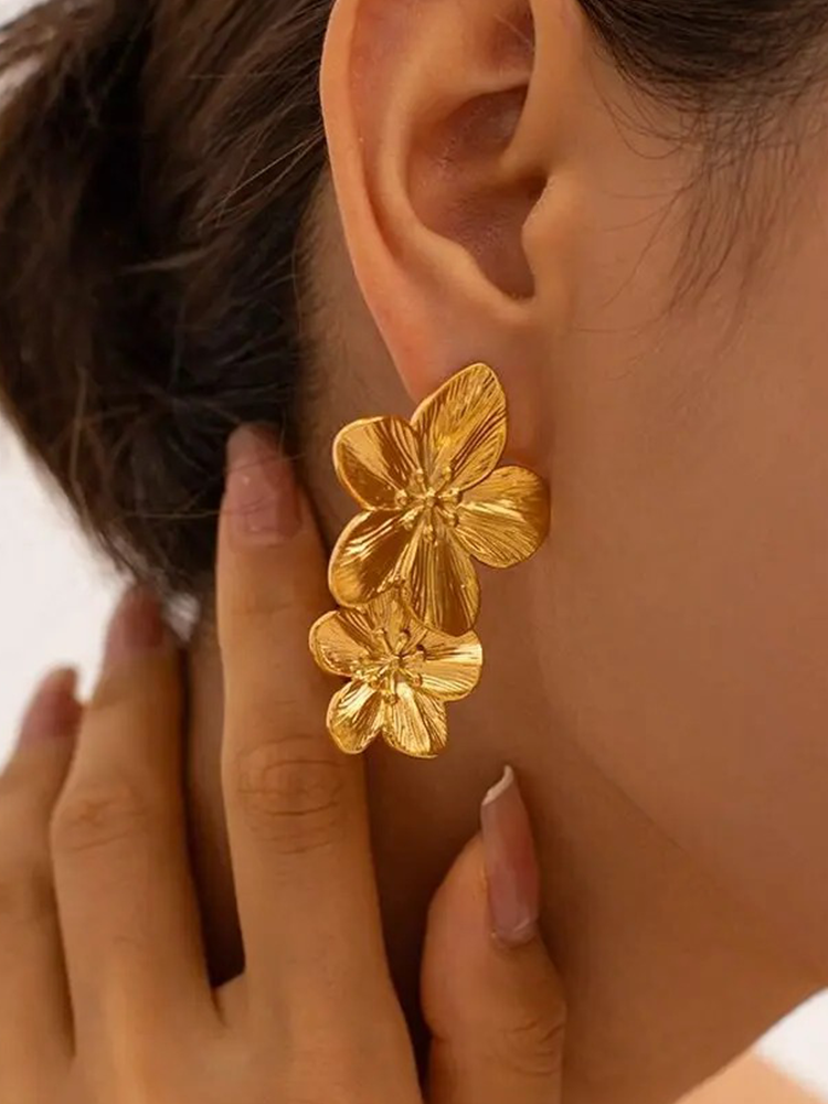 Shannon Flower Blossom Earrings Gold