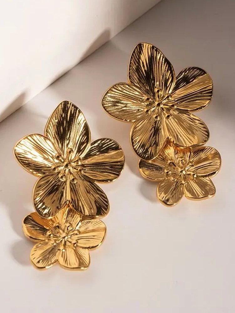 Shannon Flower Blossom Earrings Gold