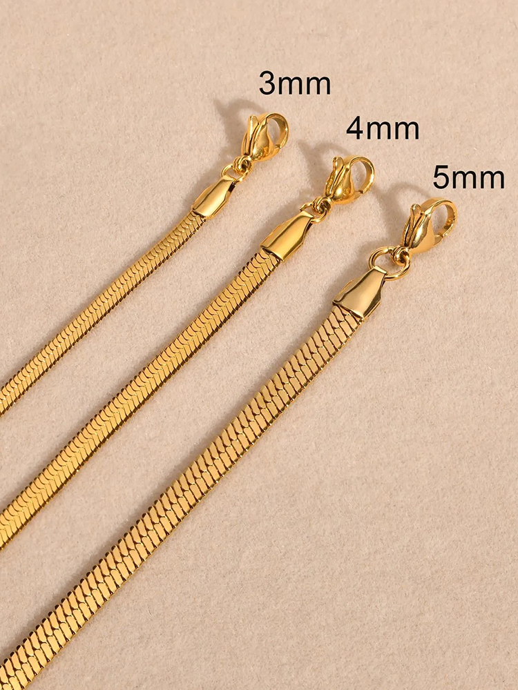 Sophia Snake Chain Necklace Gold (3, 4 or 5 mm)