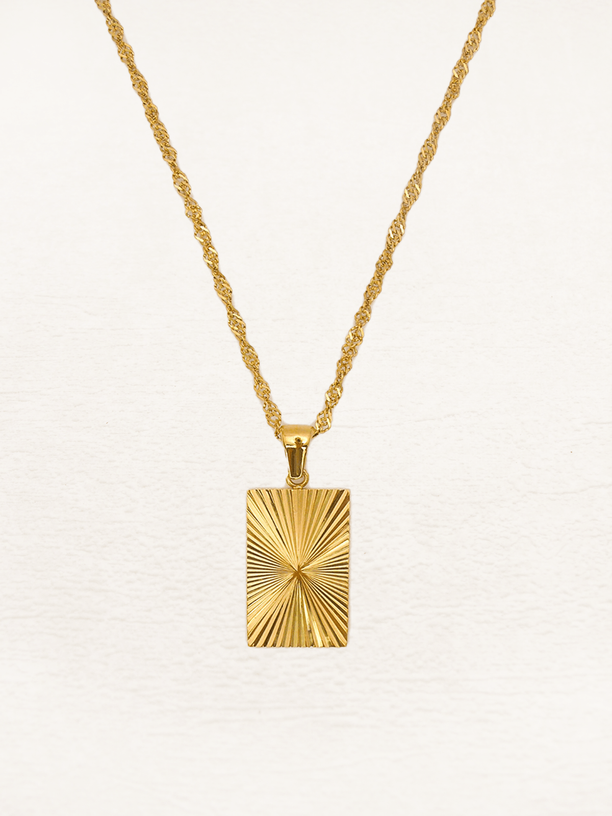 Stella Charm Necklace Rectangle Gold