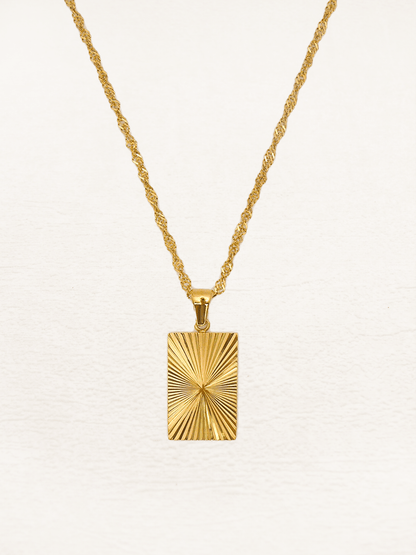 Stella Charm Necklace Rectangle Gold