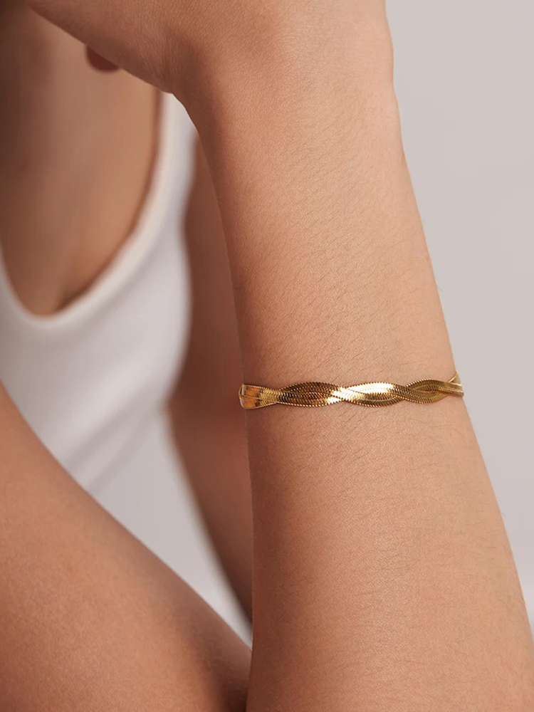 Suus Twisted Snake Chain Bracelet Gold