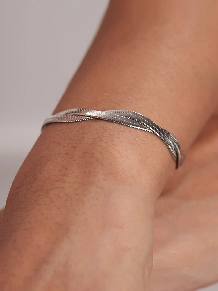 Suus Twisted Snake Chain Bracelet Silver