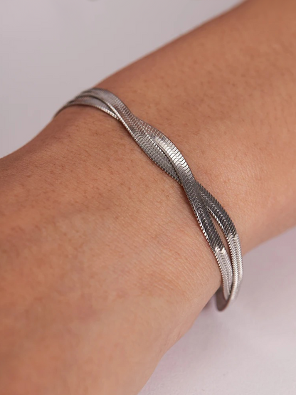 Suus Twisted Snake Chain Bracelet Silver