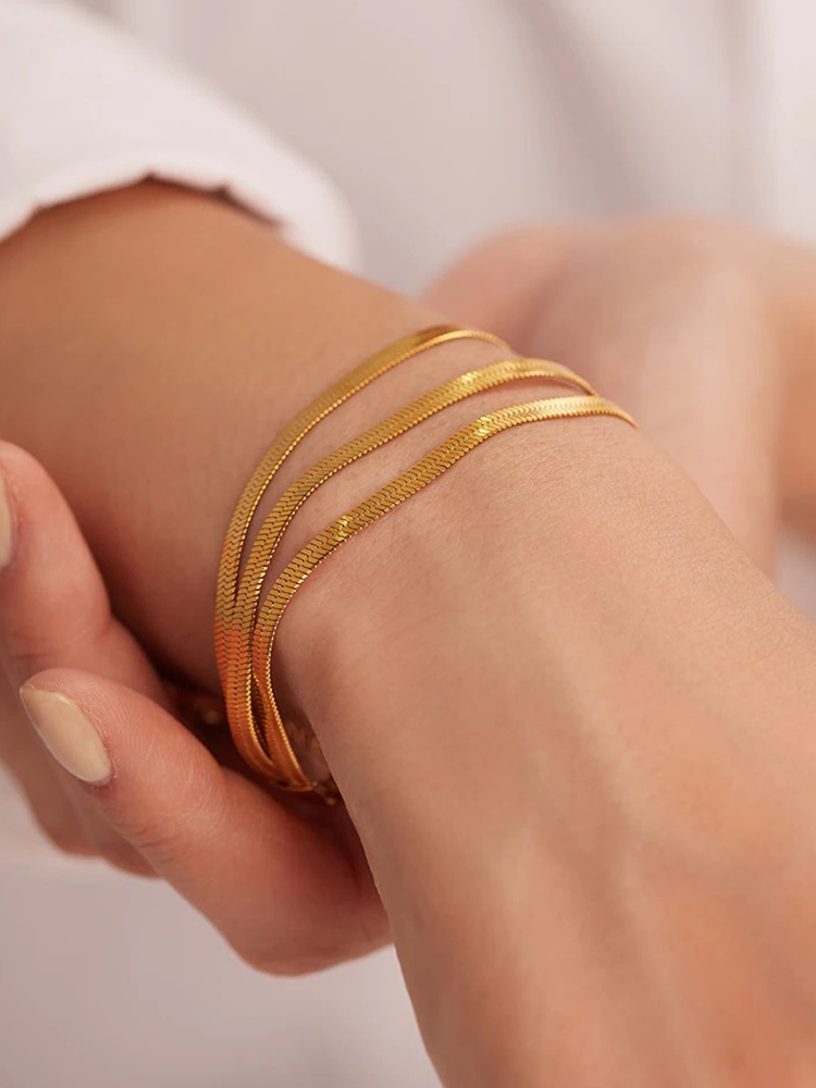 Tara 3-Double Snake Chain Bracelet Gold